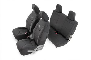Jeep Wrangler Seat Covers - Front and Rear - Rough Country - Neoprene - '07-'10 Jeep Wrangler Seat Covers - Front and Rear - Rough Country - Neoprene - '07-'10